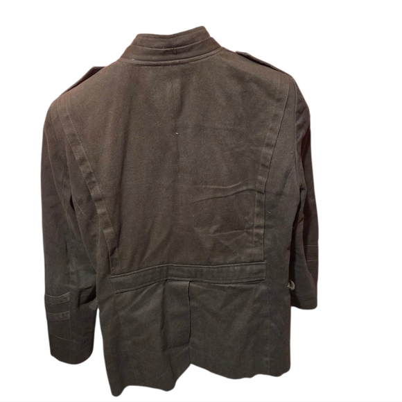 D Collection by Troy Smith Brown Removable Hood Berlin Military Jacket Sz Large - Picture 2 of 9